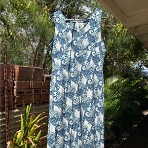 Manuhealii Blue and White Dress